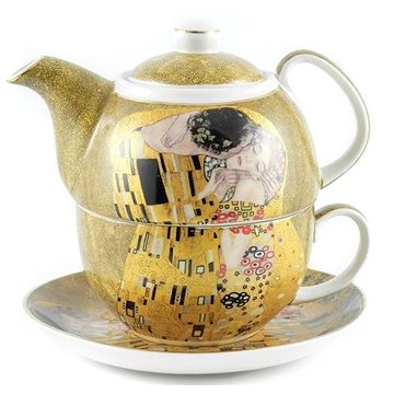 Home Elements Souprava na čaj 3 ks, Klimt, Polibek, zlatý odstín (KLIMT0037)