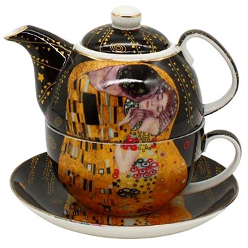 Home Elements Souprava na čaj 3 ks, Klimt, Polibek, tmavý odstín (KLIMT0086)