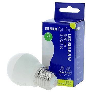 TESLA LED žárovka miniglobe BULB E27, 8W, teplá bílá (MG270830-7)