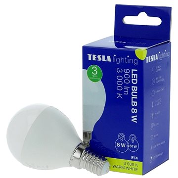 TESLA LED žárovka miniglobe BULB E14, 8W, teplá bílá (MG140830-7)