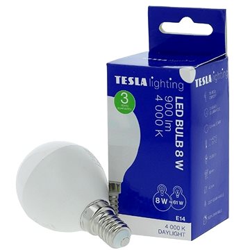TESLA LED žárovka miniglobe BULB E14, 8W, denní bílá (MG140840-7)