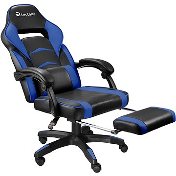 Herní kancelářská židle Comodo s podnožkou, černá/modrá (404743)