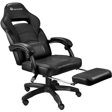 Herní kancelářská židle Comodo s podnožkou, černá/černá (404740)