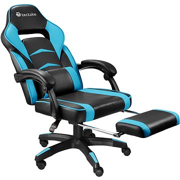 Herní kancelářská židle Comodo s podnožkou, černá/azurová (404741)