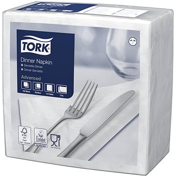 Tork ubrousky večeře, bílé, 2-vrstvé, 39 × 39 cm, 150 ks (3133200040051)