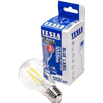 TESLA LED FILAMENT RETRO BULB, E27, 8W, 1055lm, 4000K denní bílá (BL270840-7)