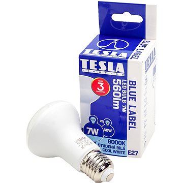 TESLA LED REFLEKTOR R63, E27, 7W, 560lm, 6000K studená bílá (R6270760-7)