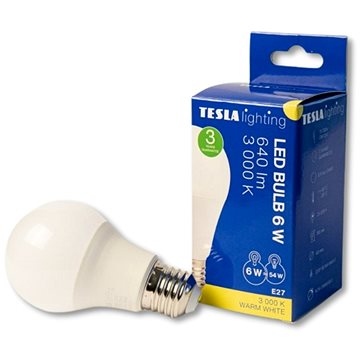 Tesla - LED žárovka BULB, E27, 6W, 230V, 640lm, 25 000h, 3000K teplá bílá, 220st (BL270630-1)