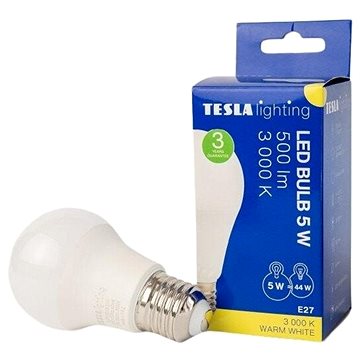 Tesla - LED žárovka BULB, E27, 5W, 230V, 500lm, 25 000h, 3000K teplá bílá, 220st (BL270530-8)