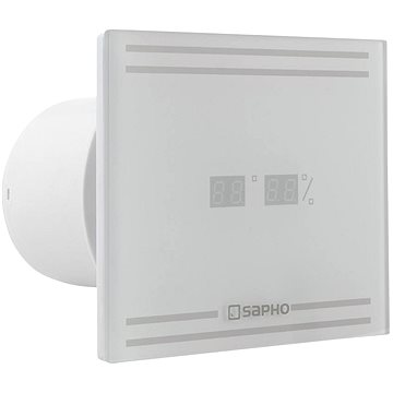 SAPHO GLASS koupelnový ventilátor axiální s LED displejem, potrubí 100mm, GS103 (GS103)