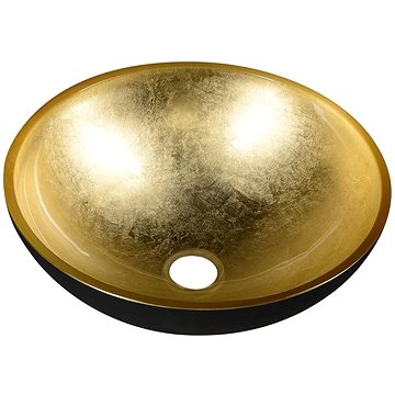 SAPHO MURANO BLACK-GOLD skleněné umyvadlo kulaté 40x14 cm, černá/zlatá (AL5318-77)