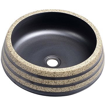 SAPHO PRIORI keramické umyvadlo, průměr 41cm, 15cm, černá/kámen (PI021)