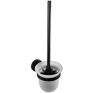 SAPHO X-ROUND BLACK WC štětka nástěnná, miska mléčné sklo, černá (XB300)