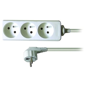 Solight Prodlužovací kabel, 3 zásuvky, bílý, 1.5m (PP01)