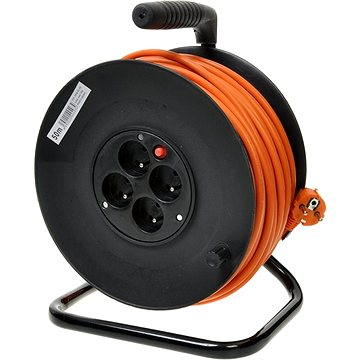 PremiumCord prodlužovací kabel 250V 25m buben, 4x zásuvka, oranžový (ppb-01-25)