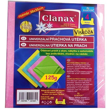 CLANAX viskózní utěrka 125 g, 35 × 38 cm, 4 ks (8590786221697)