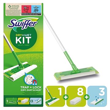 Swiffer Sweeper na podlahy Startovací Sada: 1 Násada, 8ks Dry a 3ks vlhčené ubrousky (8006540317242)