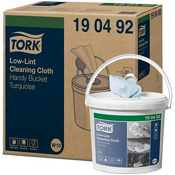 TORK Low-Lint, 200 útržků, 30 × 16,5 cm, 60 m, 1 vr., tyrkysové, v kbelíku, W10 (7322540741193)