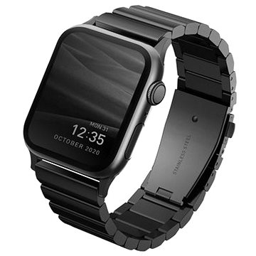 Uniq Strova Apple Watch článkový ocelový řemínek 42/44/45/Ultra 49mm černý (UNIQ-44MM-STRVBLK)
