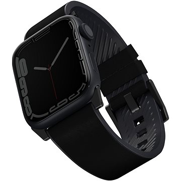 Uniq Straden voděodolný kožený řemínek pro Apple Watch 42/44/45/Ultra 49mm černý (UNIQ-45MM-STRABLK)