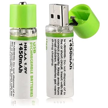 Uvtech 2ks USB nabíjecí Ni-Mh AA 1,5V baterie 1450mAh (3977BAT)