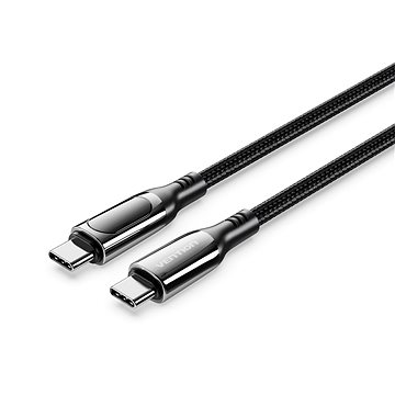 Vention Cotton Braided USB-C 2.0 5A Cable With LED Display 1.2m Black Zinc Alloy Type (TAYBAV)