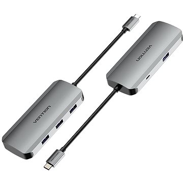 Vention USB-C to USB 3.0 x 4 / Micro USB-B Hub 0.15M Gray Aluminum (TNAHB)