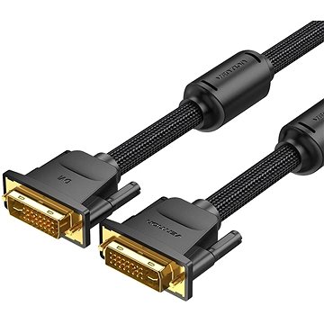 Vention Cotton Braided DVI Dual-link (DVI-D) Cable 1m Black (EAEBF)
