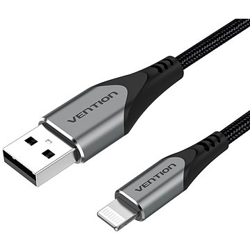Vention Lightning MFi to USB 2.0 Braided Cable (C89) 0.5M Gray Aluminum Alloy Type (LABHD)