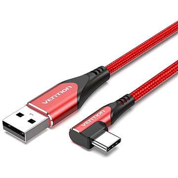 Vention Type-C (USB-C) 90° <-> USB 2.0 Cotton Cable Red 1.5m Aluminum Alloy Type (COERG)
