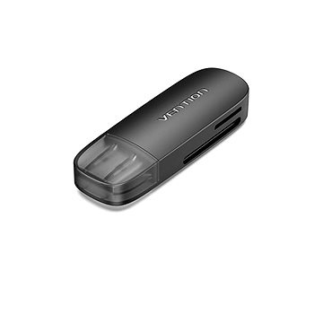 Vention 2-in-1 USB 3.0 A Card Reader(SD+TF) Black Dual Drive Letter (CLGB0)