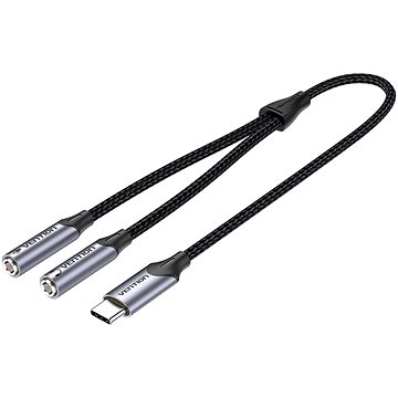 Vention USB-C Male to TRS Audio & Mic Jack 0.3M Gray Aluminum Alloy Type (BGPHY)