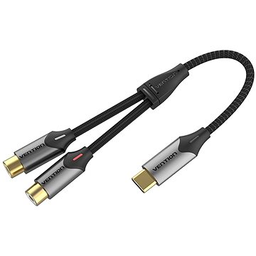 Vention USB-C Male to 2-Female RCA Cable 0.5m Gray Aluminum Alloy Type (BGVHD)