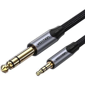 Vention Cotton Braided TRS 3.5mm Male to 6.5mm Male Audio Cable 5M Gray Aluminum Alloy Type (BAUHJ)