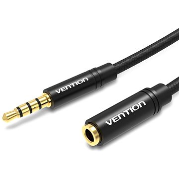 Vention Cotton Braided 3.5mm Audio Extension Cable 5M Black Metal Type (BHBBJ)