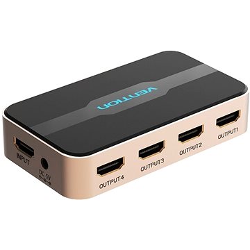 Vention 1 In 4 Out HDMI Splitter 4K@30Hz Gold Aluminum Alloy Type (ACCG0-EU)