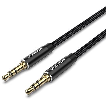 Vention Cotton Braided 3.5mm Male to Male Audio Cable 0.5m Black Aluminum Alloy Type (BAWBD)