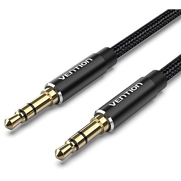 Vention Cotton Braided 3.5mm Male to Male Audio Cable 1m Black Aluminum Alloy Type (BAWBF)