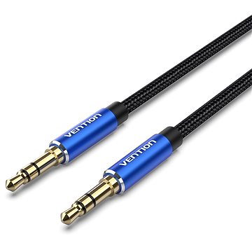 Vention Cotton Braided 3.5mm Male to Male Audio Cable 1.5m Blue Aluminum Alloy Type (BAWLG)