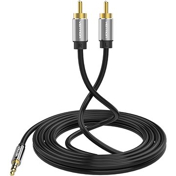 Vention 3.5mm Jack Male to 2x RCA Male Audio Cable 10m Black Metal Type (BCFBL)