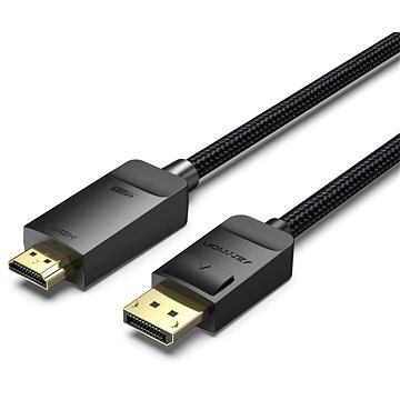 Vention Cotton Braided 4K DP (DisplayPort) to HDMI Cable 1M Black (HFKBF)