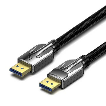 Vention Cotton Braided DP (DisplayPort) 2.0 10K Ultra Cable 1m Black Zinc Alloy Type (HGABF)