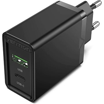 Vention 2-Port USB (A+C) Wall Charger (18W + 20W PD) Black (FBBB0-EU)