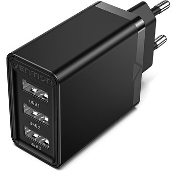 Vention 3-port USB Wall Charger (12W/12W/12W) Black (FEAB0-EU)