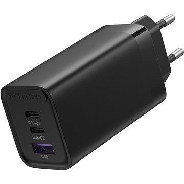 Vention 3-port GaN Charger (65W USB-C / 30W USB-C / 30W USB) Black (FEDB0-EU)