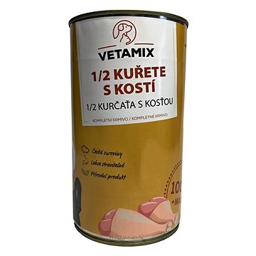 Vetamix 1/2 kuřete v konzervě 6 × 1,2 kg (8594044510004)