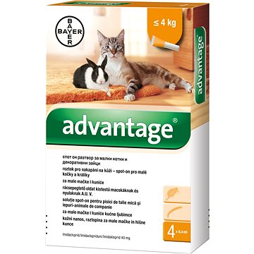Advantage 4 × 0,4 ml - spot-on pro malé kočky a králíky (4007221013297)