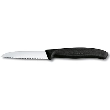 Victorinox nůž na zeleninu se zaoblenou špičkou a vlnkovaným ostřím 8 cm černý (6.7433)