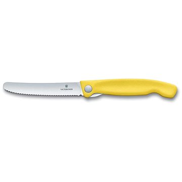 Victorinox skládací svačinový nůž Swiss Classic, žlutý, vlnkované ostří 11cm (6.7836.F8B)