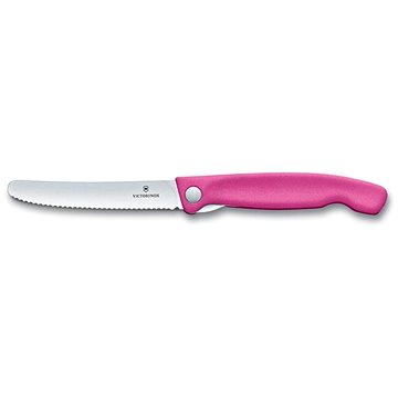 Victorinox skládací svačinový nůž Swiss Classic, růžový, vlnkované ostří 11cm (6.7836.F5B)